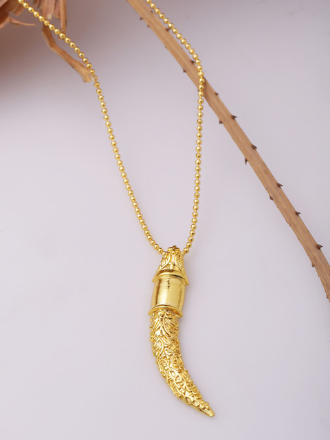 

Dare by Voylla Men Gold-Plated Engraved Handcrafted Pendant with Chain