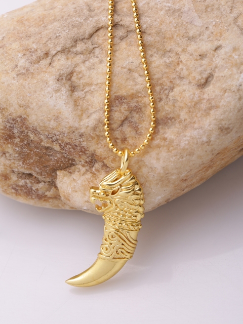 

Dare by Voylla Men Gold-Plated Engraved Handcrafted Pendant with Chain