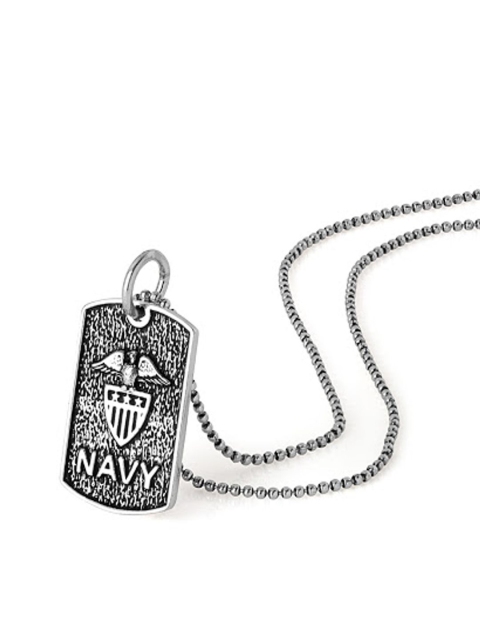 

Dare by Voylla Men Silver-Plated Engraved Oxidised Pendant with Chain