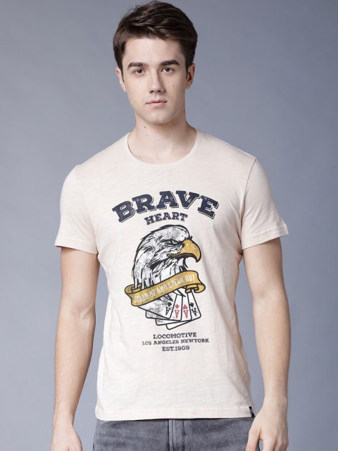 

LOCOMOTIVE Men Beige Printed T-shirt