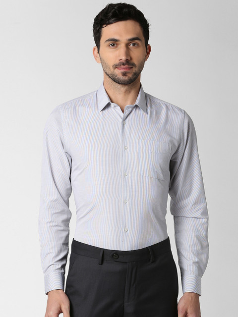 

Peter England Men White & Blue Slim Fit Striped Formal Shirt