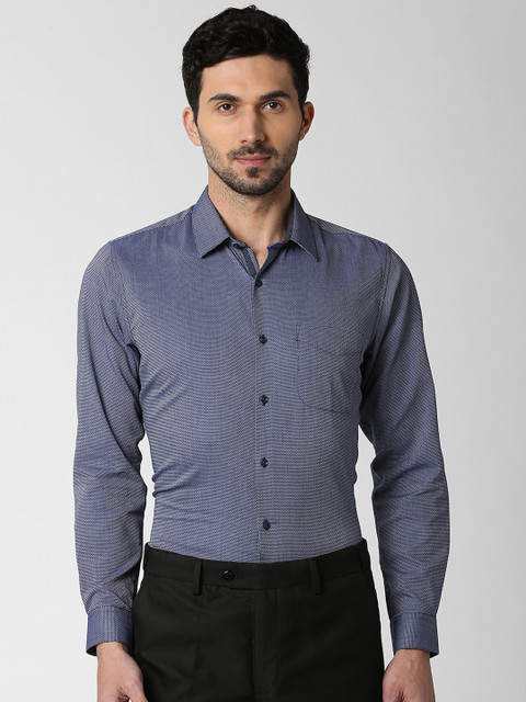 

Peter England Men Blue Regular Fit Self Design Formal Shirt