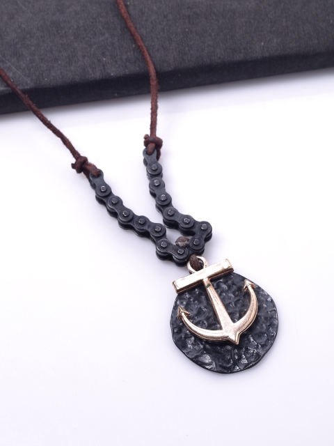 

Dare by Voylla Men Black & Brown Rhodium-Plated Handcrafted Necklace