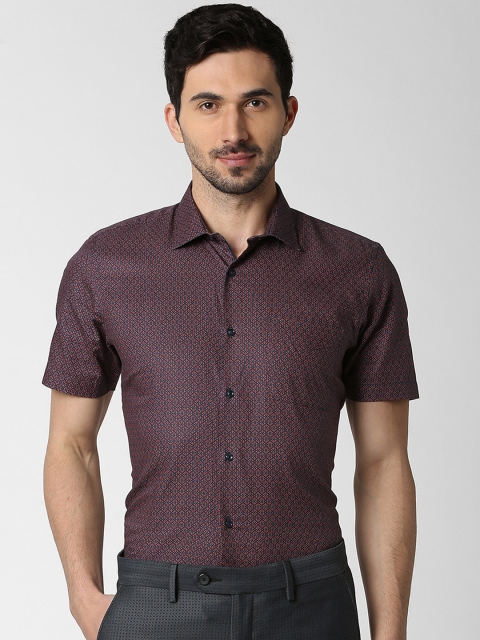 

Peter England Men Red & Brown Slim Fit Printed Formal Shirt