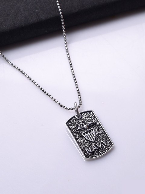 

Dare by Voylla Men Silver-Plated Engraved Handcrafted Pendant with Chain