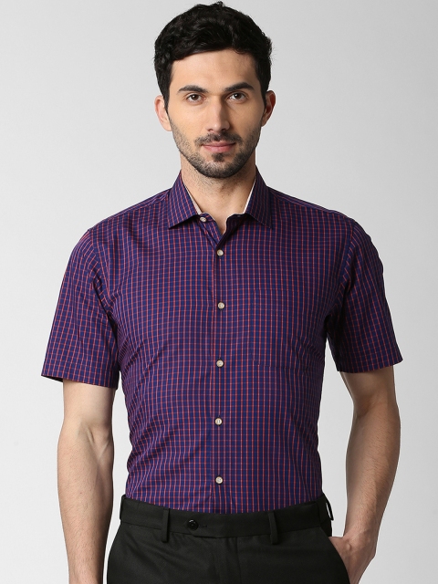 

Peter England Men Blue & Red Regular Fit Checked Casual Shirt