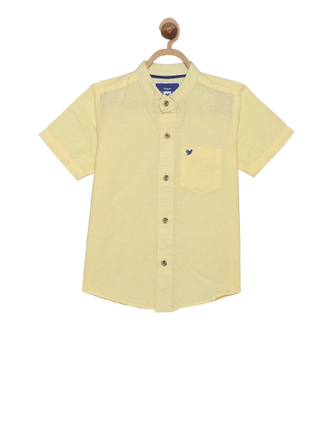 612 league Boys Yellow Regular Fit Solid Casual Shirt