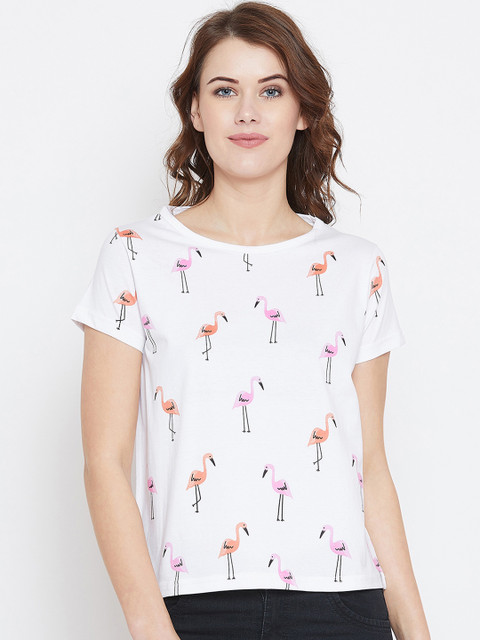 

The Dry State Women White Printed Round Neck T-shirt