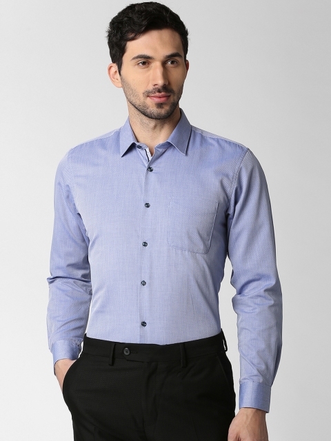 

Peter England Men Blue Slim Fit Self Design Formal Shirt