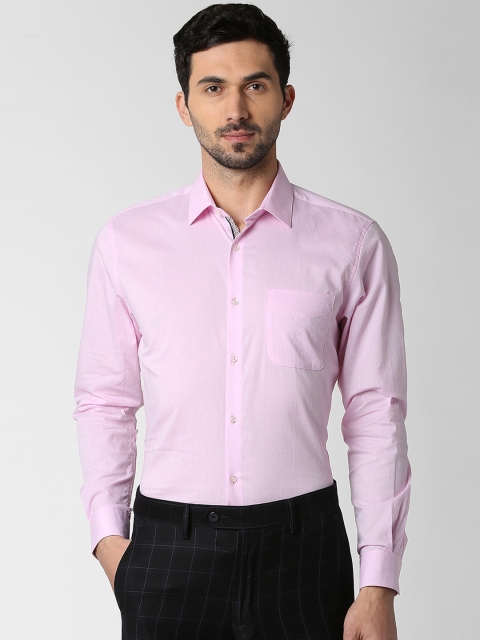 Peter England Men Pink Slim Fit Self Design Formal Shirt