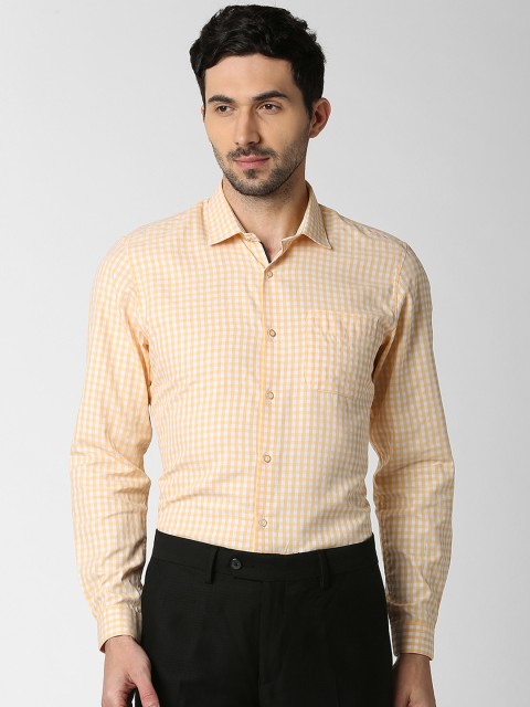 

Peter England Men Orange Slim Fit Checked Formal Shirt