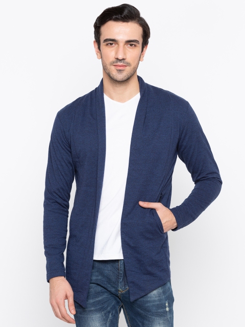Status Quo Men Navy Blue Solid Open Front Shrug