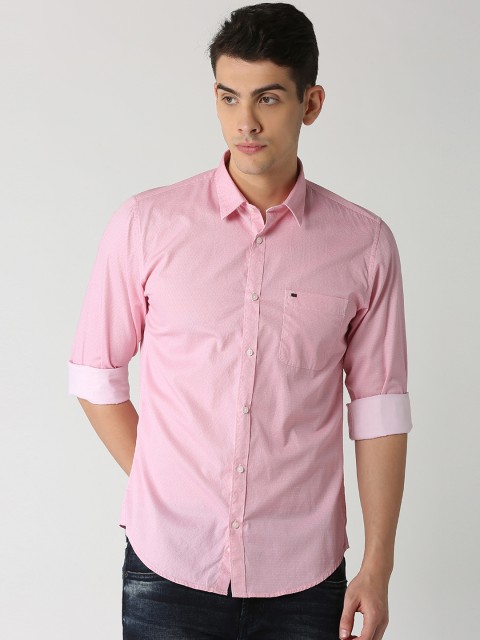 

Peter England Casuals Men Pink Slim Fit Printed Casual Shirt