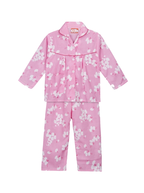 

KID1 Girls Pink Printed Night suit KNW184PI