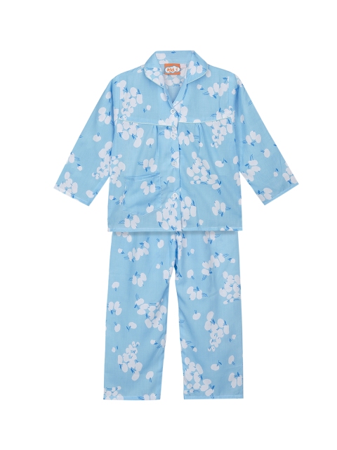 

KID1 Girls Blue Printed Night suit KNW184BL