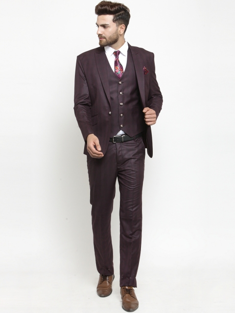 

LUXURAZI Men Mauve Slim Fit Suit
