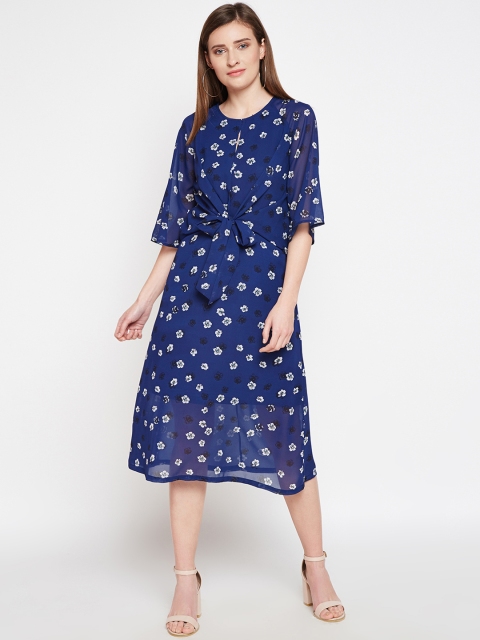 

Taanz Women Navy Blue Printed Fit and Flare Dress