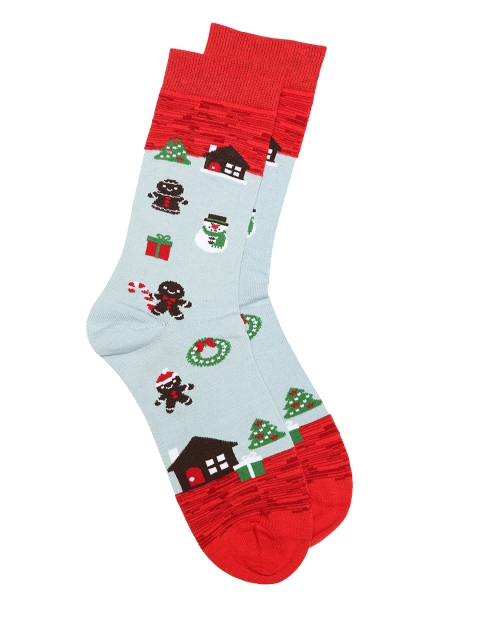 

Soxytoes Unisex Red & Blue Patterned Calf-Length Socks