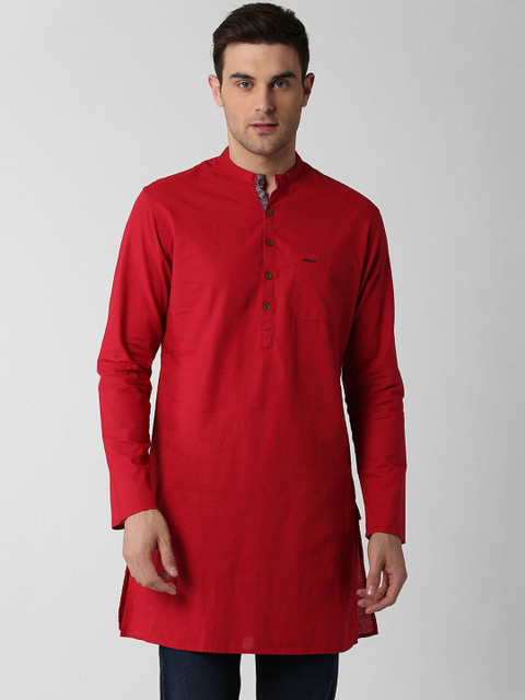 

Peter England Men Red Solid Straight Kurta