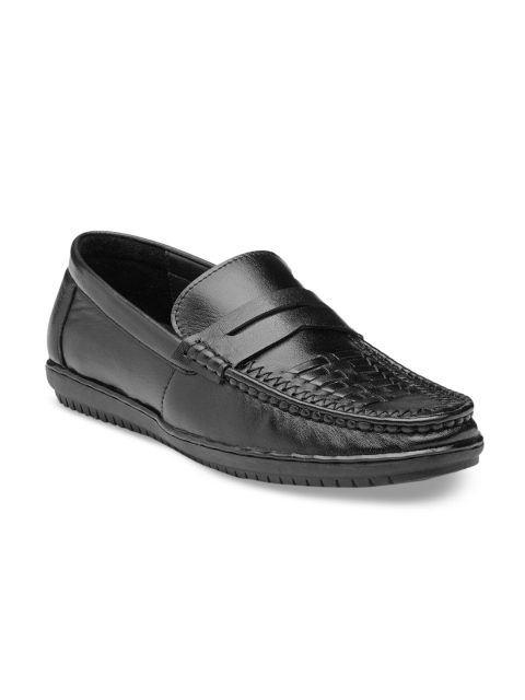 

Teakwood Leathers Men Black Leather Formal Slip-On Shoes