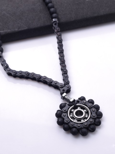 

Dare by Voylla Men Black Rhodium-Plated Handcrafted Necklace