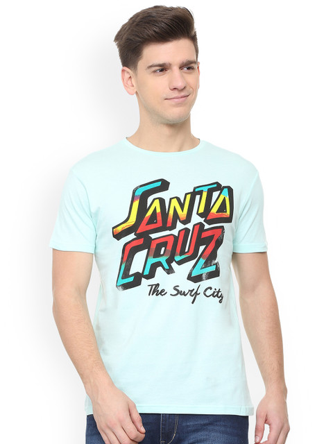 

People Men Blue Printed Round Neck T-shirt