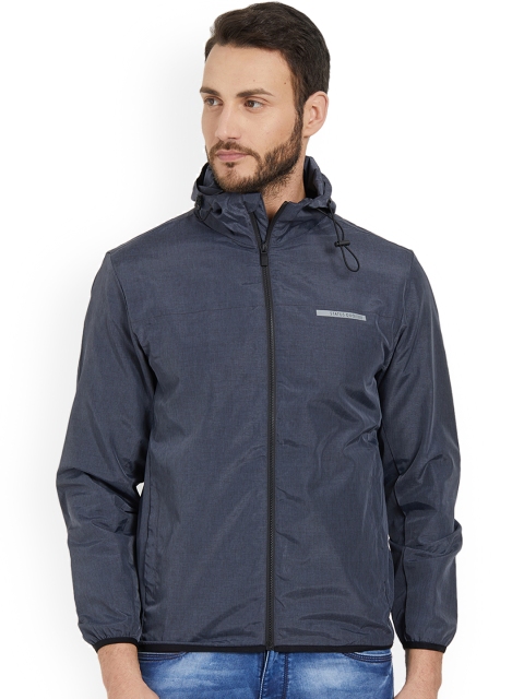 

Status Quo Men Blue Solid Lightweight Padded Jacket With Hood