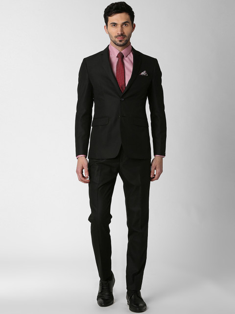 

Peter England Elite Men Black Single-Breasted Two-Piece Suit