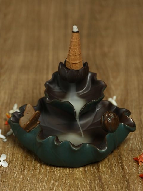 

Aapno Rajasthan Green & Brown Resin Smoke Fountain with Backflow Incense Cone