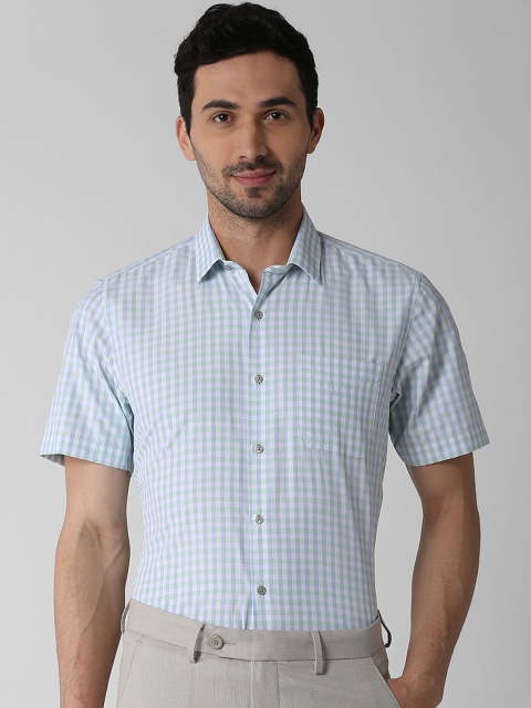 

Peter England Men Blue Regular Fit Checked Formal Shirt