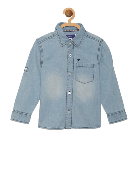 

612 league Boys Blue Regular Fit Faded Casual Shirt