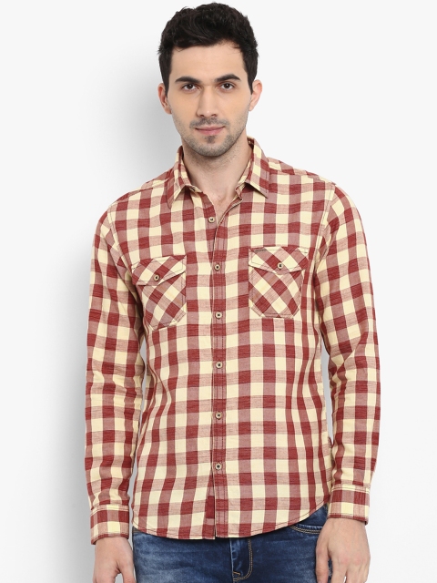 

Mufti Men Yellow & Red Slim Fit Checked Casual Shirt