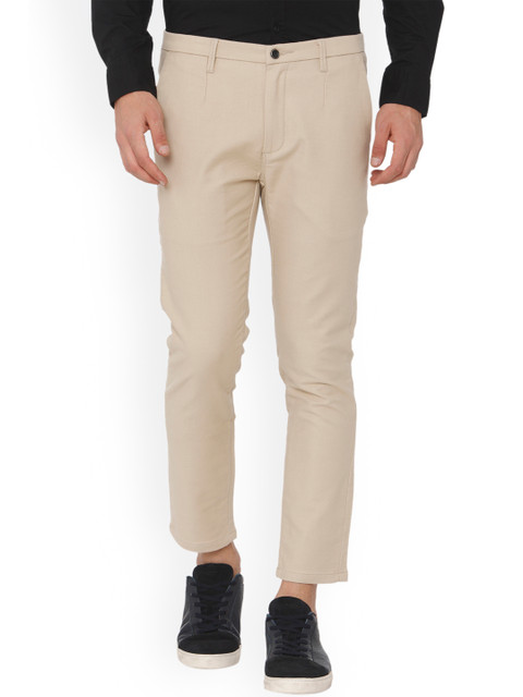 

Rex Straut Jeans Men Cream-Coloured Slim Fit Solid Regular Trousers