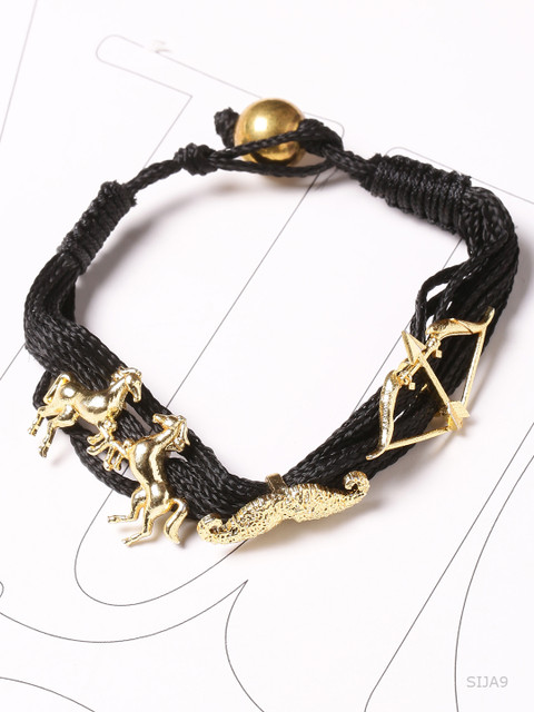

Dare by Voylla Men Black Gold-Plated Handcrafted Charm Bracelet