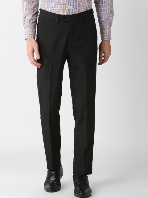 

Peter England Men Black Slim Fit Self Design Formal Trousers