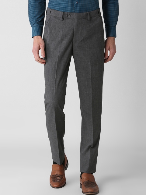 

Peter England Men Grey Slim Fit Solid Formal Trousers