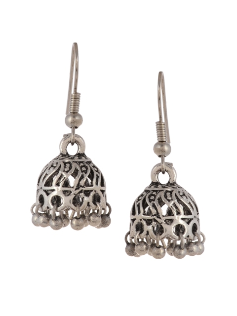 

Silvermerc Designs Silver-Plated Oxidised Dome Shaped Jhumkas
