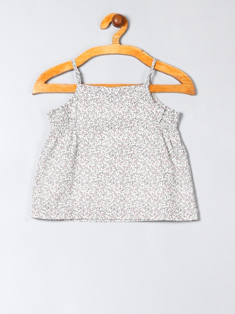 

GAP Girls White Mini Floral Smocked Pure Cotton Tank