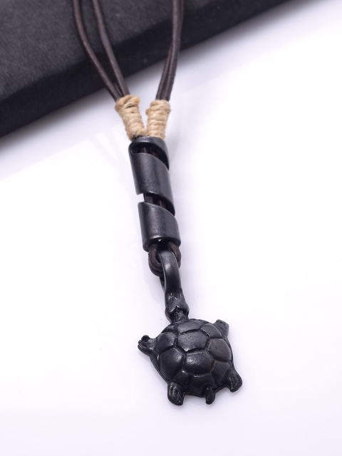 Dare by Voylla Men Rhodium-Plated Black Handcrafted Chain