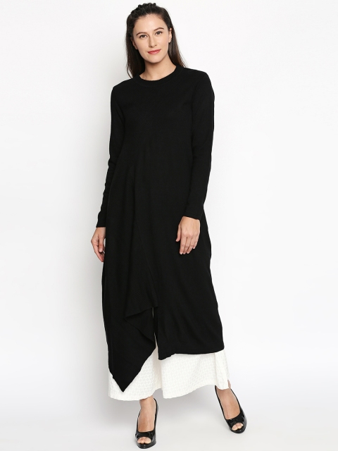 

RANGMANCH BY PANTALOONS Women Black Solid A-Line Kurta