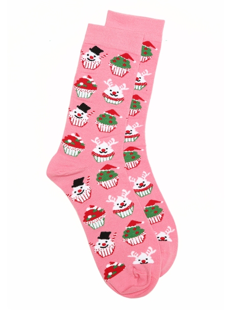

Soxytoes Unisex Pink Patterned Calf-Length Socks