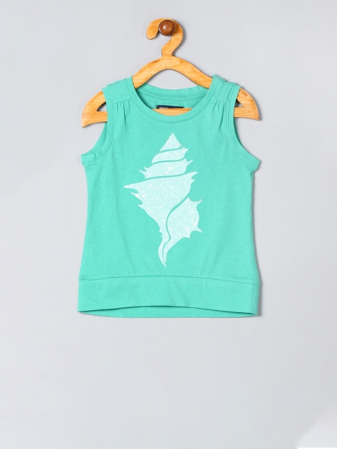 

GAP Girls Green Embellished Graphic Banded Tank
