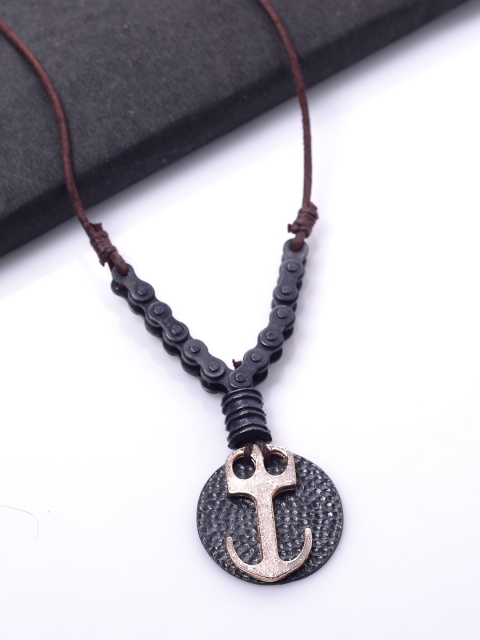 

Dare by Voylla Men Black & Brown Rhodium-Plated Handcrafted Necklace
