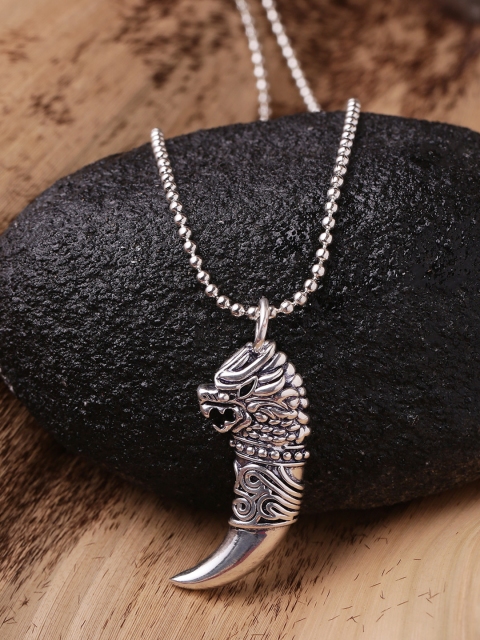 

Dare by Voylla Men Silver-Toned Handcrafted Pendant with Chain