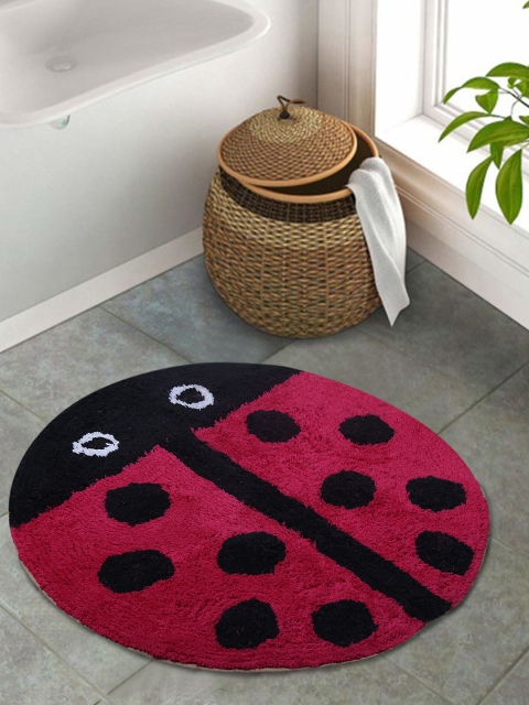 

S9home by Seasons Kids Pink & Black Circular Anti-Skid Bath Rug