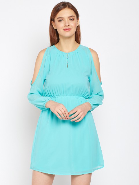 

Taanz Women Blue Solid Fit and Flare Dress