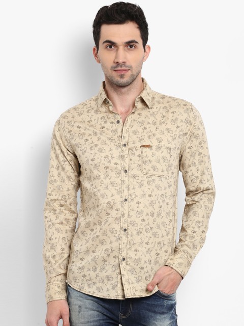 

Mufti Men Khaki Slim Fit Floral Printed Casual Shirt