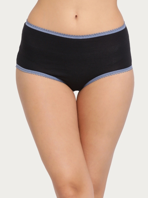 Clovia Women Black Solid Hipster Briefs PN2876P13XL