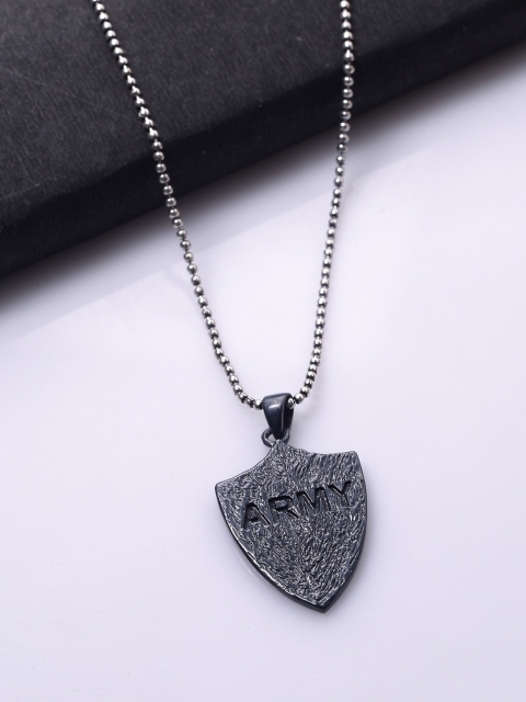 

Dare by Voylla Men Black Engraved Handcrafted Pendant with Chain