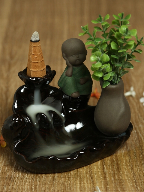 

Aapno Rajasthan Black Resin Smoke Fountain with Backflow Incense Cone